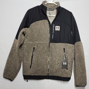 Under Armour Mission Fleece Jacket Small Black Grey Pockets